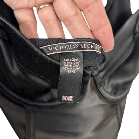 Victoria’s Secret black satin bustier bodysuit, S, corset, thong, Sexy - Picture 4 of 9